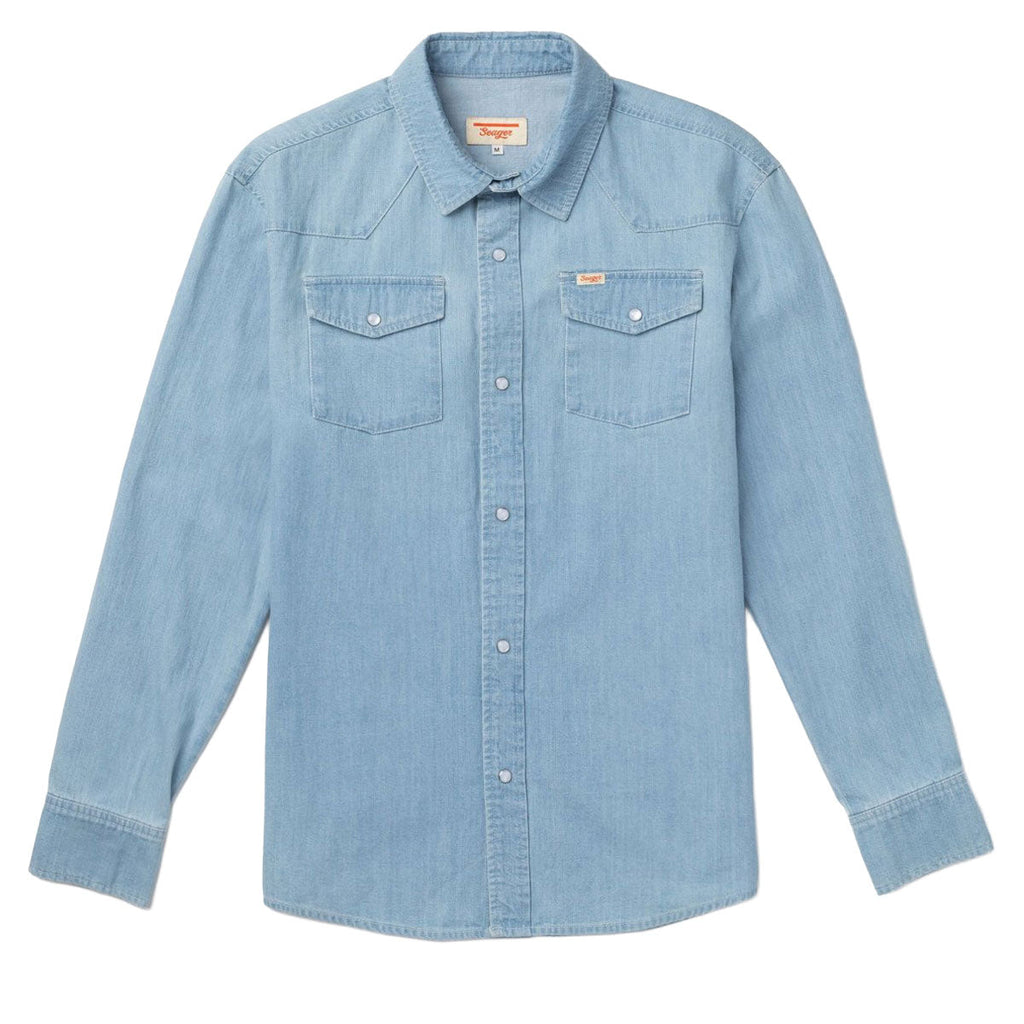 Seager Reagan Long Sleeve Pearl Snap Shirt - Light Wash