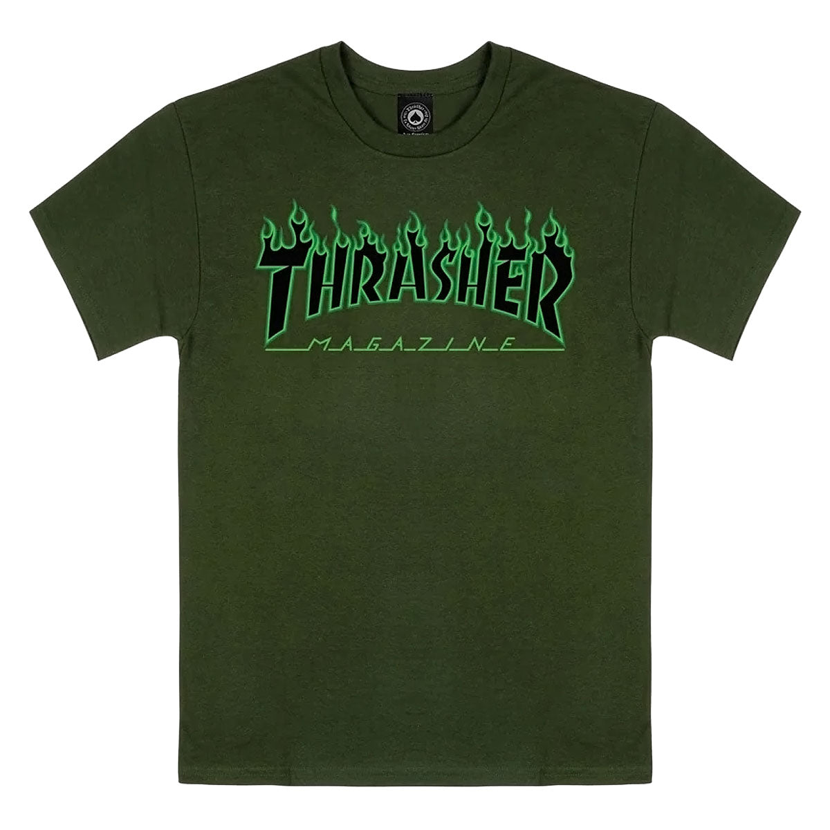Thrasher Flame T-Shirt - Forest Green/Black