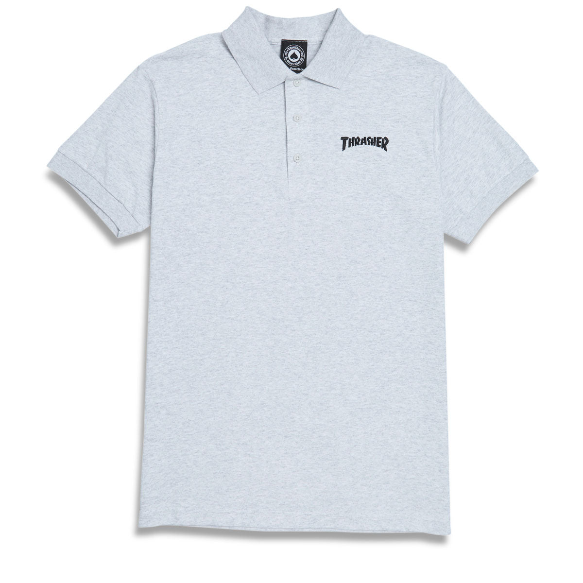 Thrasher Logo Embroidered Polo Shirt - Grey