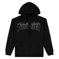 Thrasher Flame Embroidered Zip Hoodie - Black