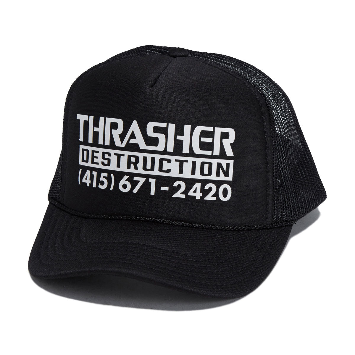 Thrasher Destruction Trucker Hat - Black/Black