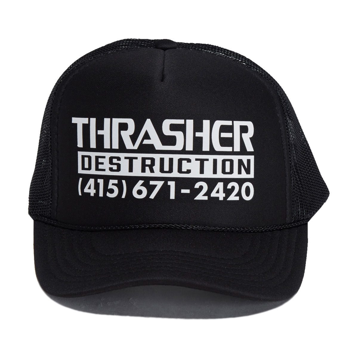 Thrasher Destruction Trucker Hat - Black/Black