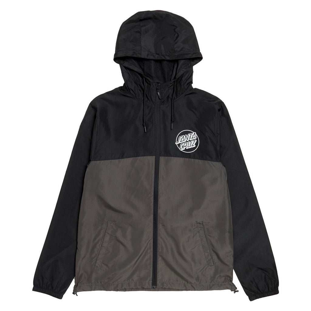 Santa Cruz Opus Dot Chest Hooded Windbreaker Jacket - Black/Graphite