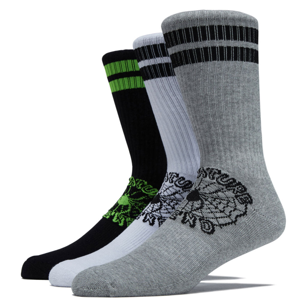 Creature Web Crew 3-Pack Of Crew Socks - Black/White/Grey Heather
