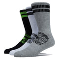 Creature Web Crew 3-Pack Of Crew Socks - Black/White/Grey Heather