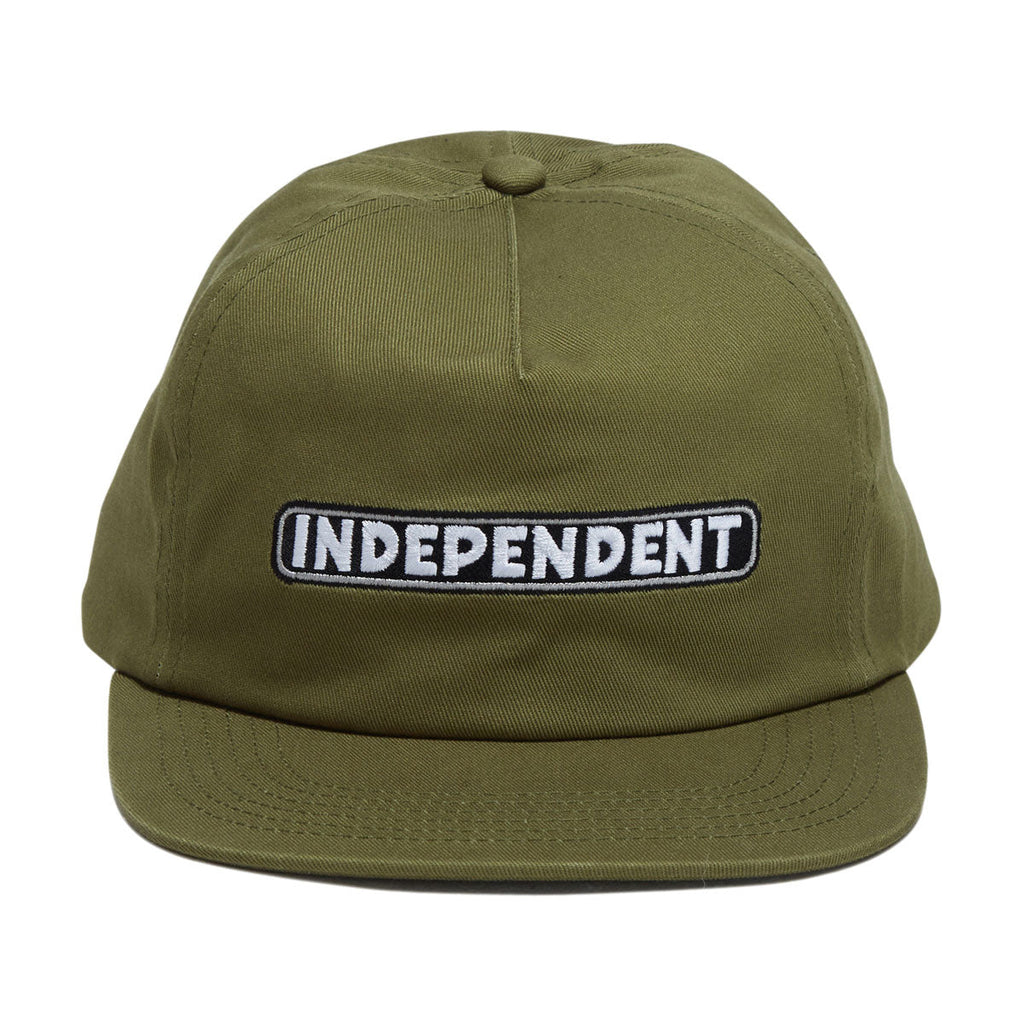 Independent Bar Logo Snapback Hat - Army Green