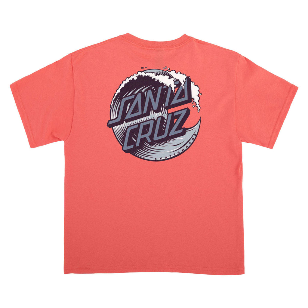 Santa Cruz Youth Wave Dot T-Shirt - Coral Silk/Blues
