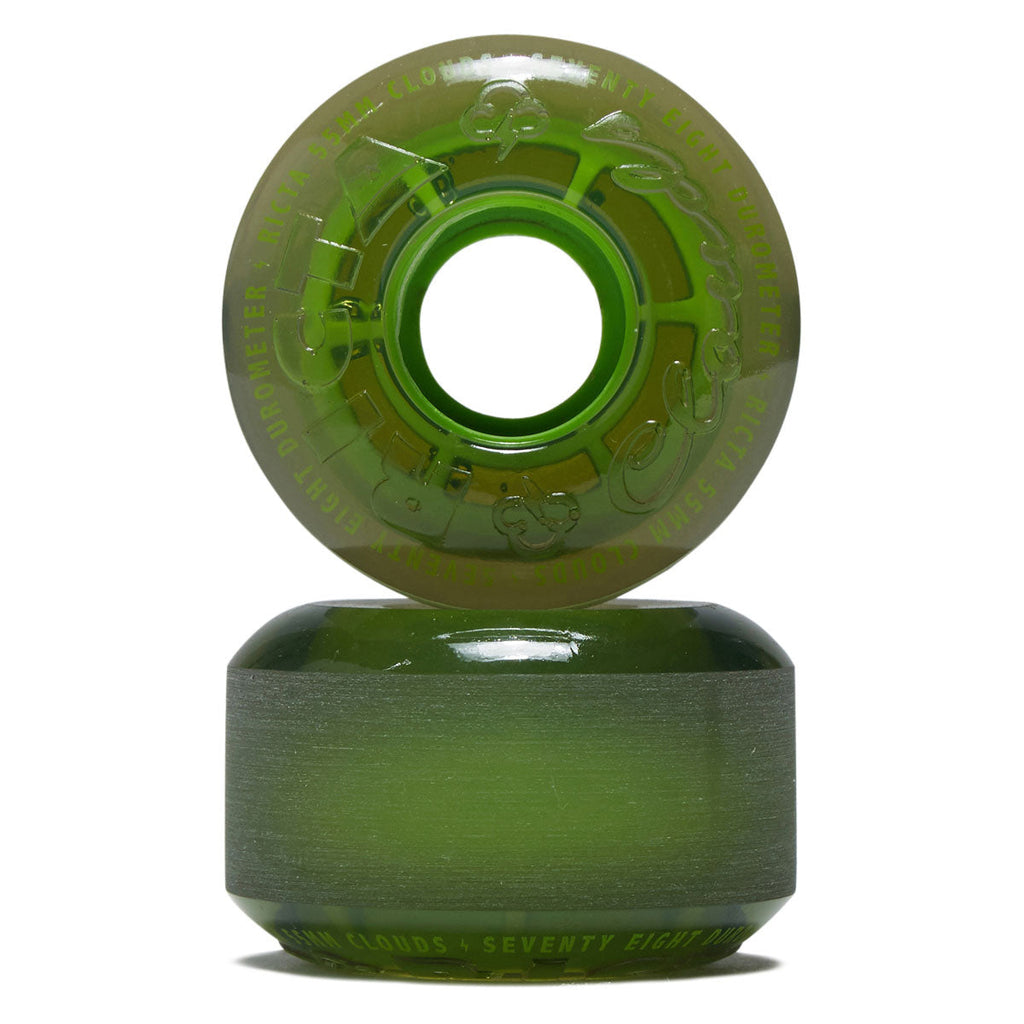 Ricta Clouds 78a Skateboard Wheels - Transparent Black/Green - 55mm