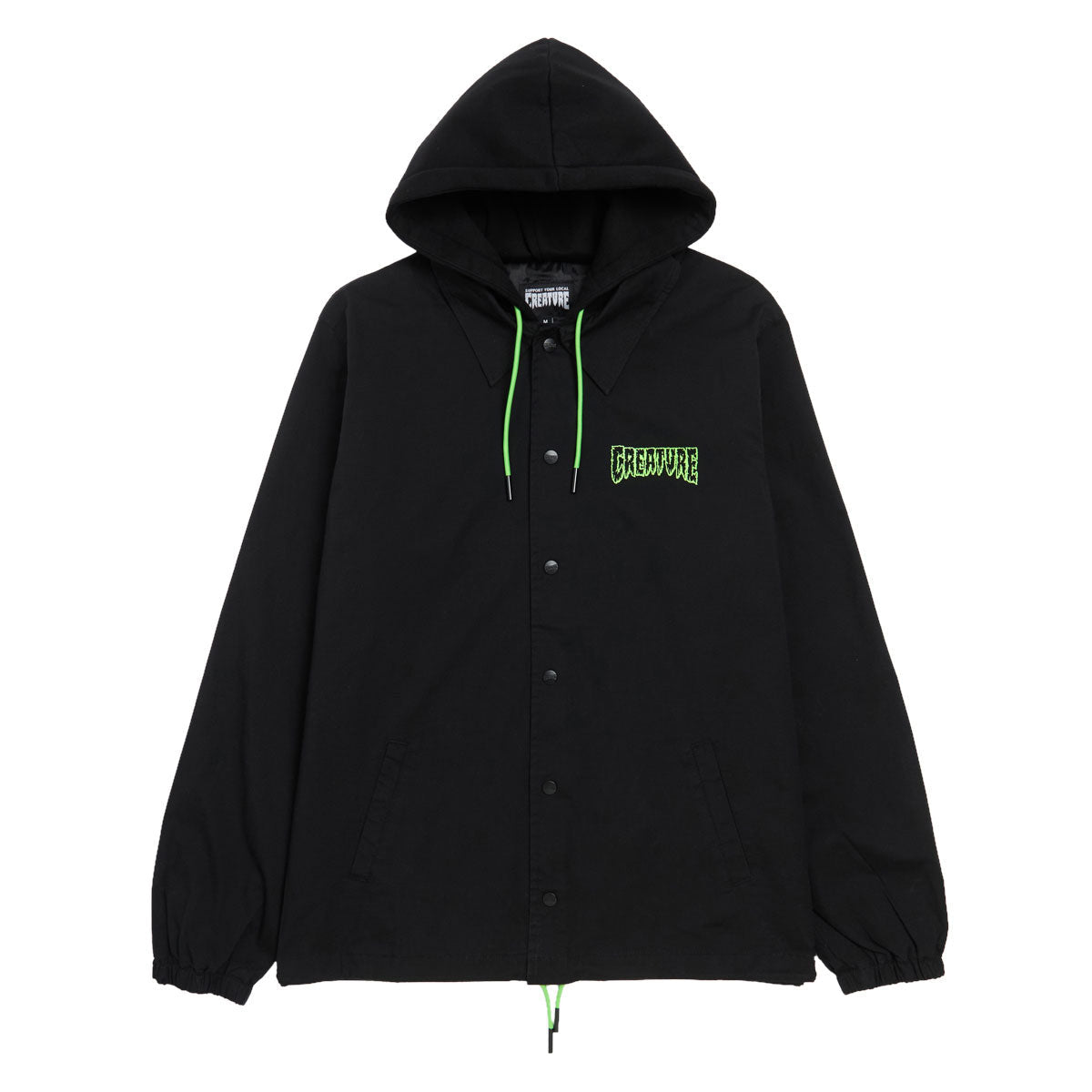 Creature Gravette Cut And Tie Hooded Windbreaker Jacket - Black