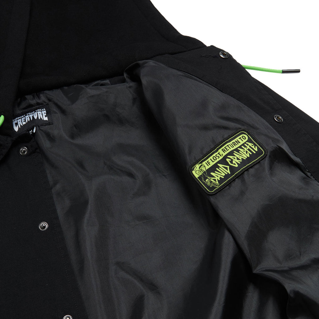 Creature Gravette Cut And Tie Hooded Windbreaker Jacket - Black