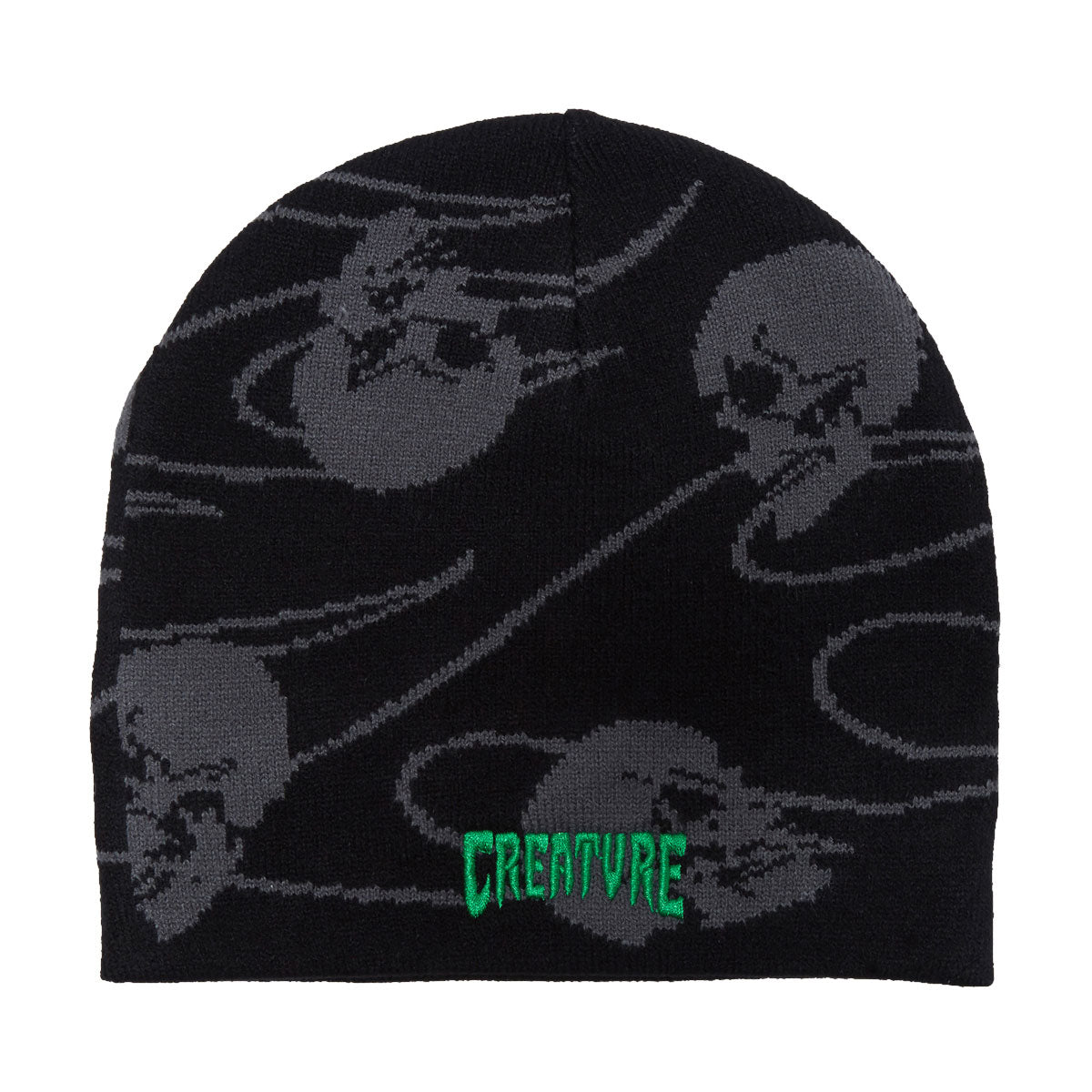 Creature Spiral Skull Skully Beanie - Black