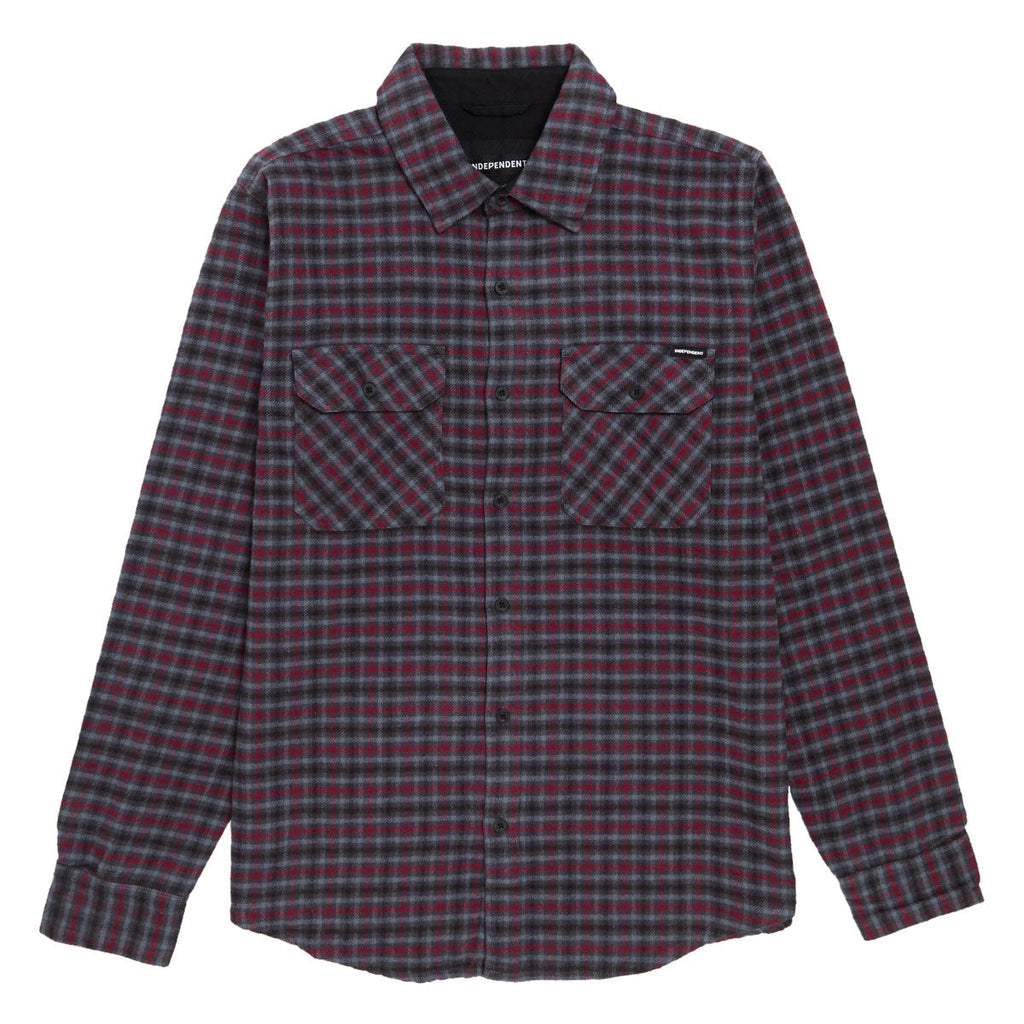 Independent Belmont Long Sleeve Flannel Shirt - Grey/Red/Black