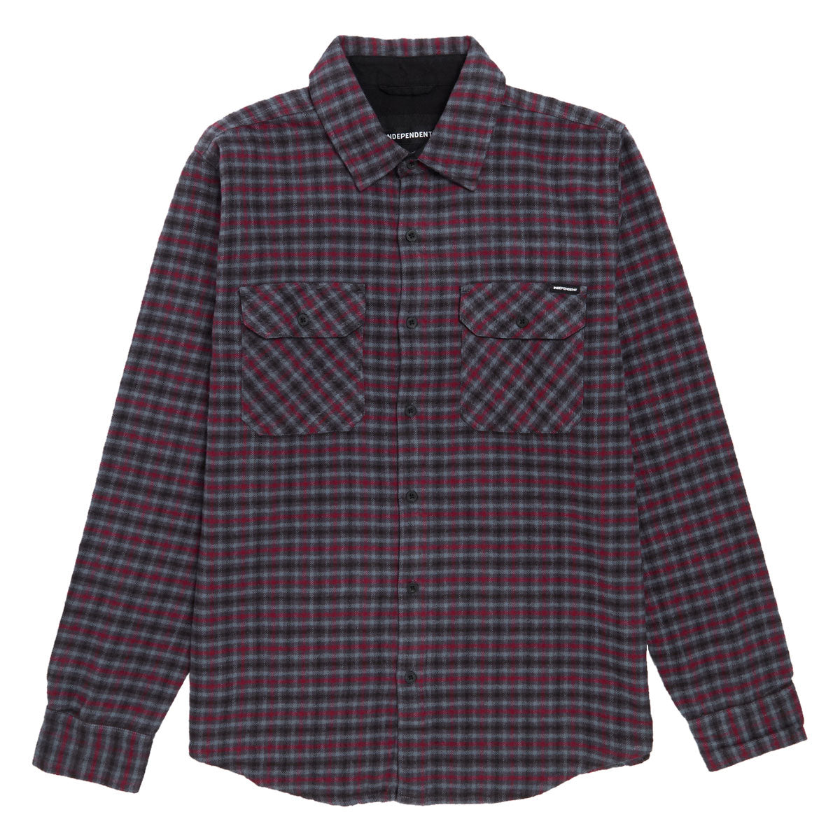 Independent Belmont Long Sleeve Flannel Shirt - Grey/Red/Black