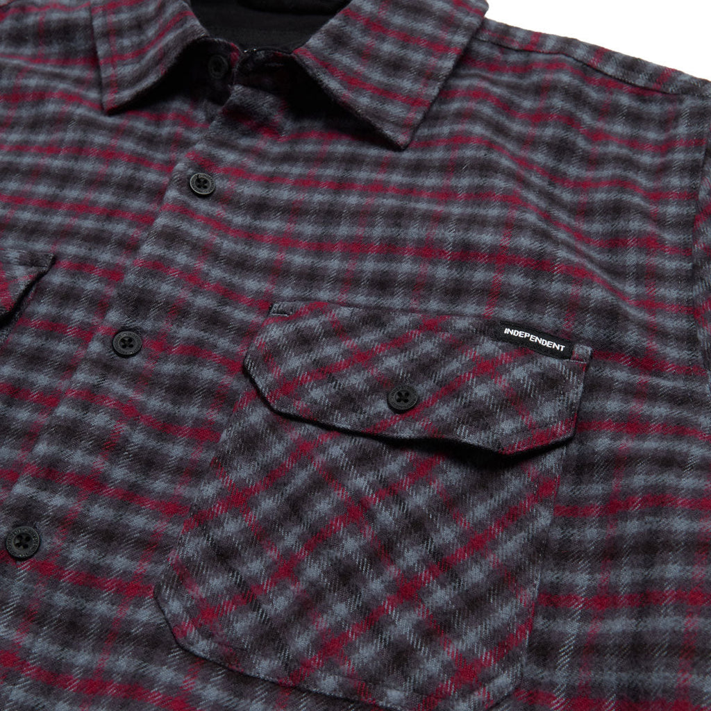 Independent Belmont Long Sleeve Flannel Shirt - Grey/Red/Black