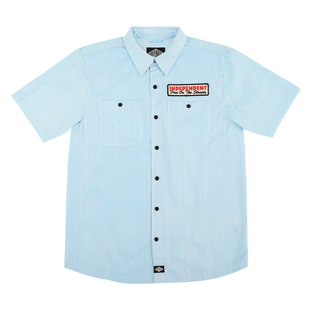 Independent Free On The Streets Shirt - White/Blue Stripes