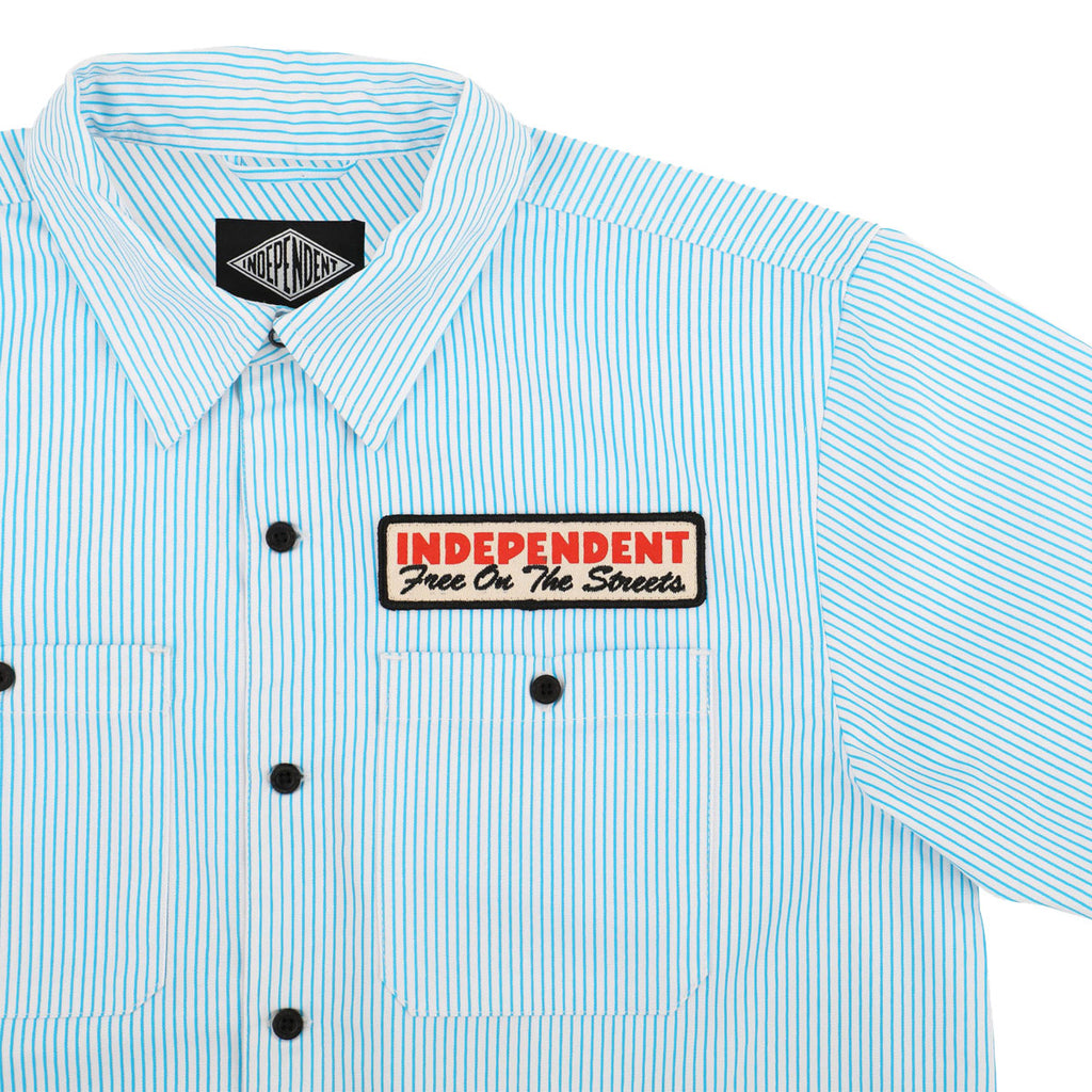 Independent Free On The Streets Shirt - White/Blue Stripes