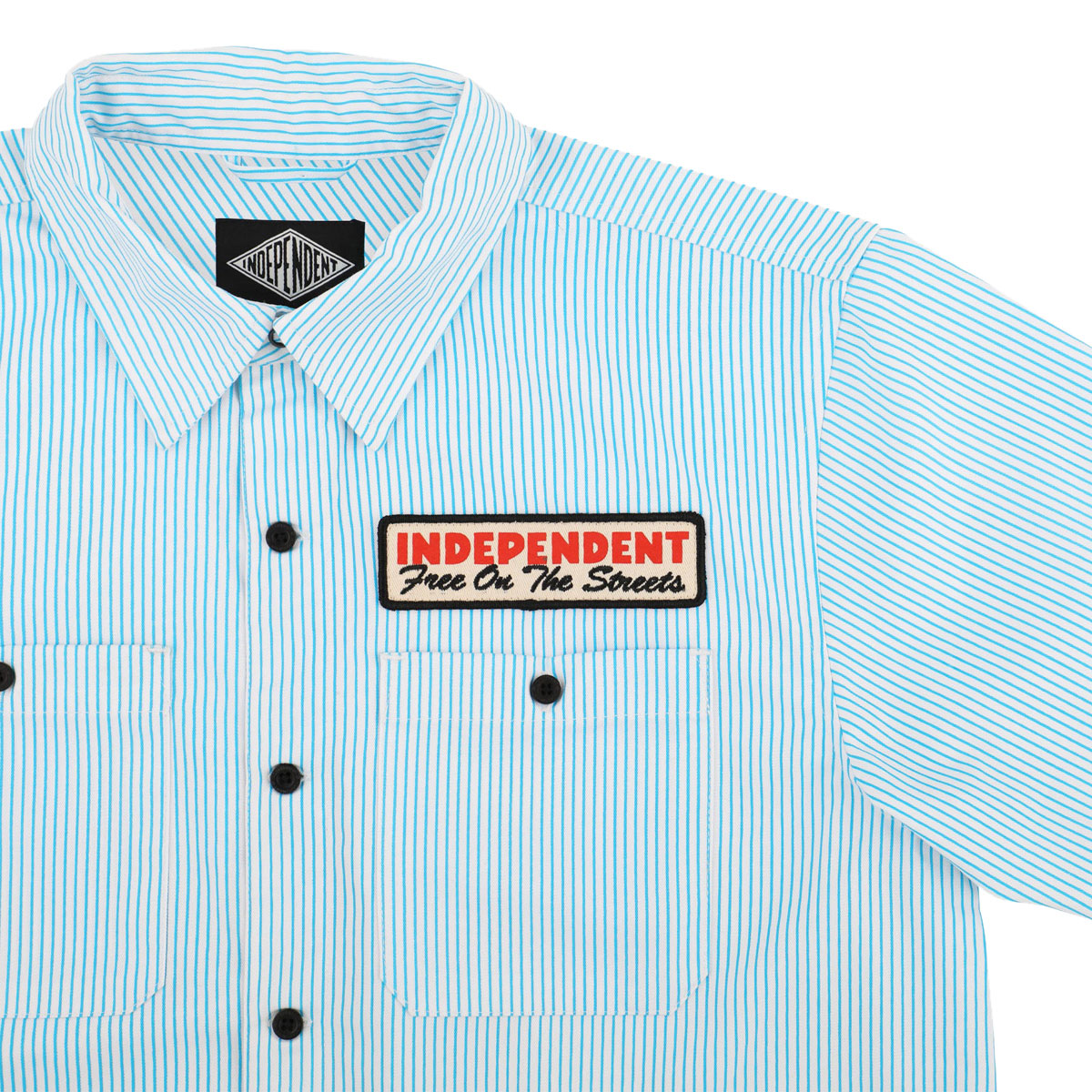 Independent Free On The Streets Shirt - White/Blue Stripes