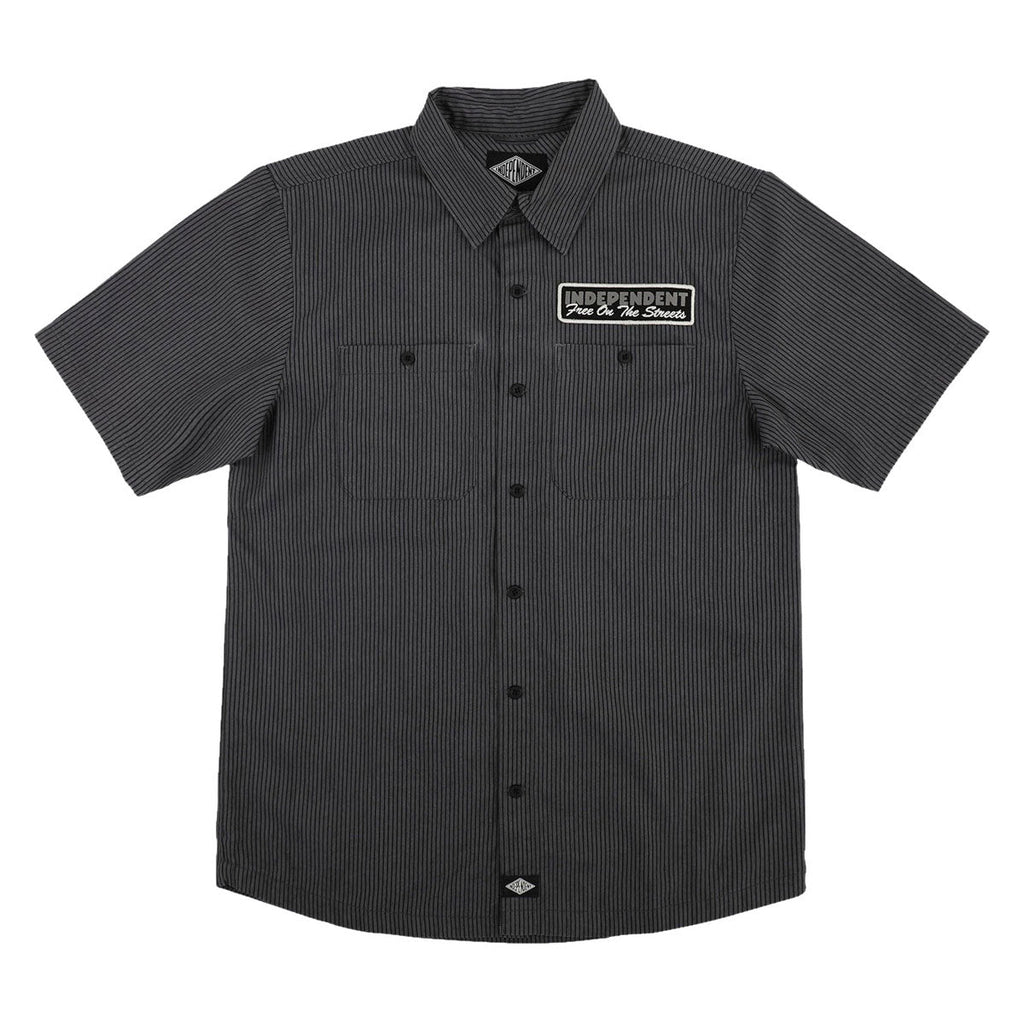 Independent Free On The Streets Shirt - Ash/Black Stripes