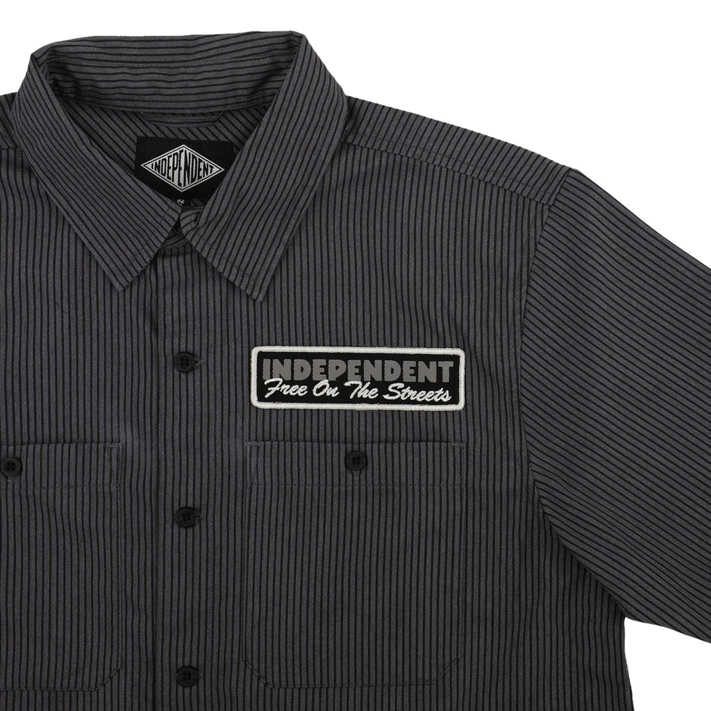 Independent Free On The Streets Shirt - Ash/Black Stripes