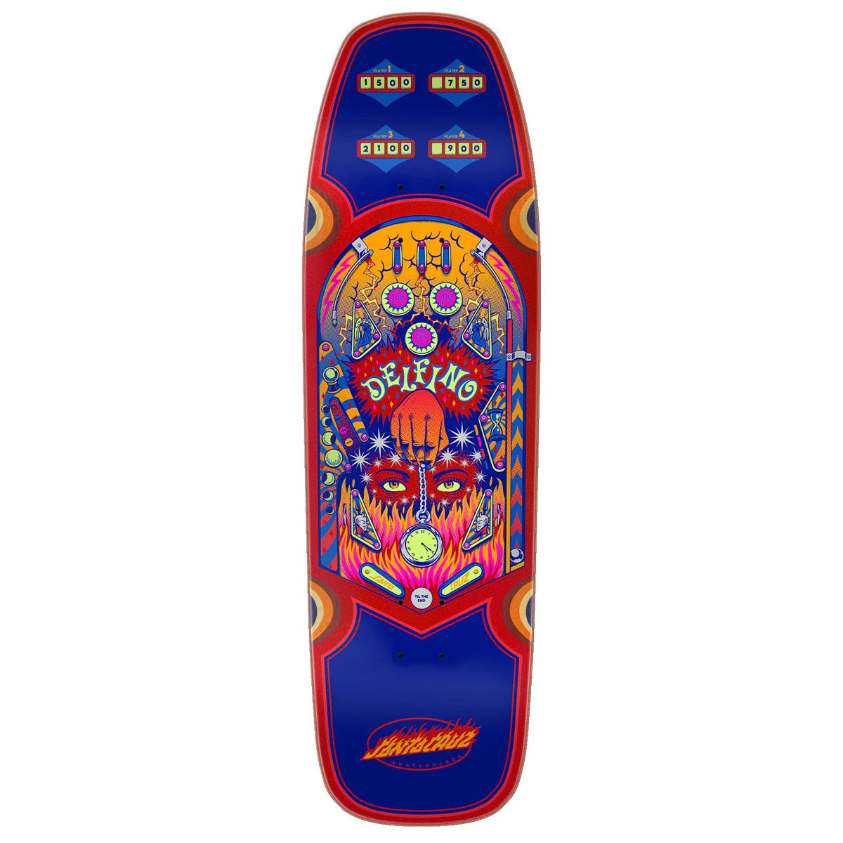 Santa Cruz Delfino Pinball Pro Shaped Skateboard Deck - 9.14"