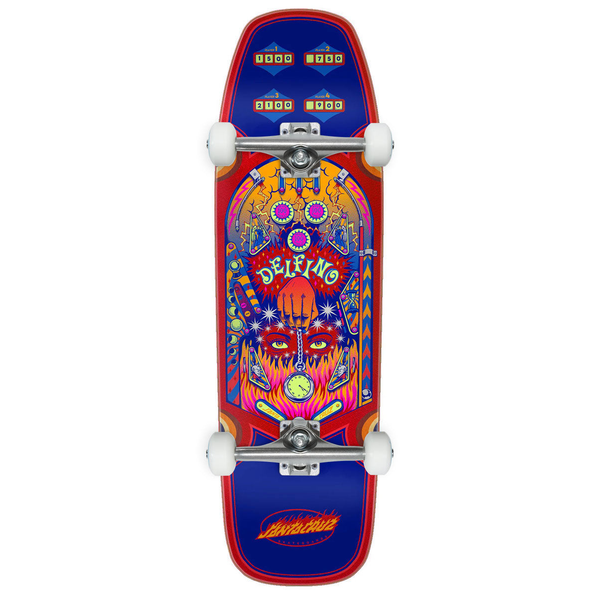 Santa Cruz Delfino Pinball Pro Shaped Skateboard Complete - 9.14"