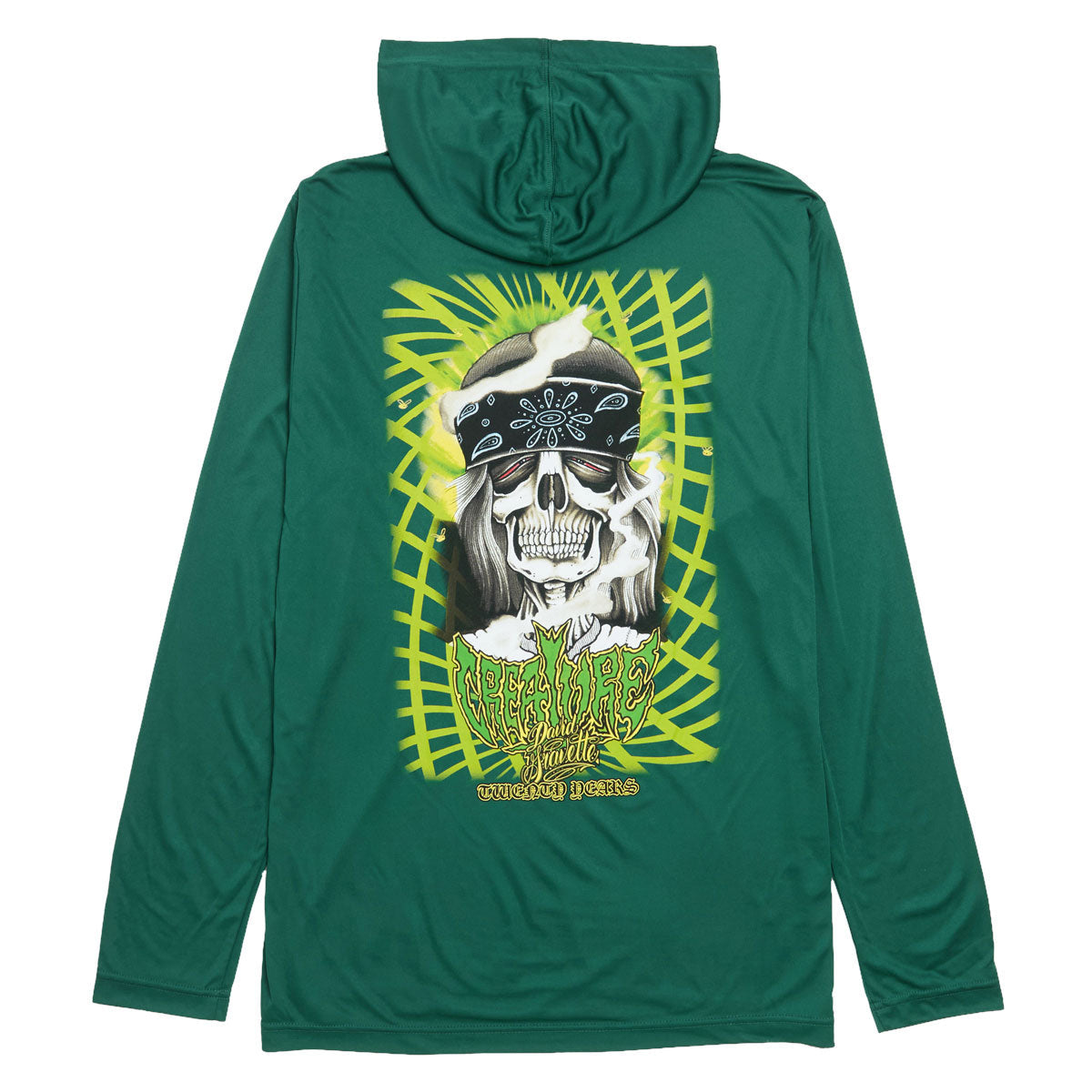 Creature Gravette Hippie Skull 20th Long Sleeve Hooded T-Shirt - Sport Forest