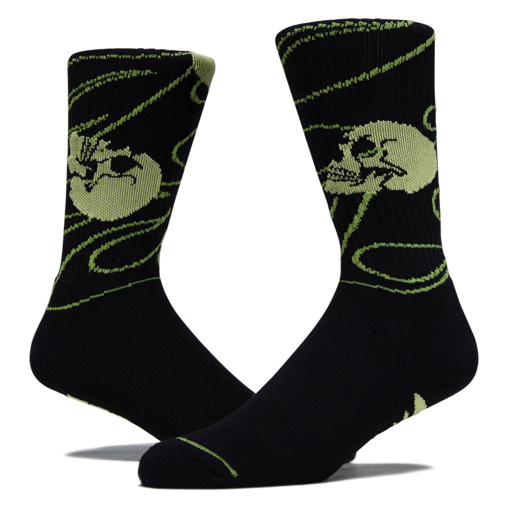 Creature Spiral Skull Crew Socks - Black