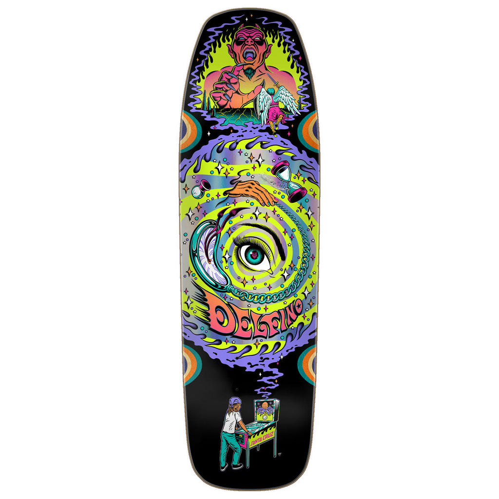 Santa Cruz Delfino Pinball Vision Pro Shaped Skateboard Deck - 9.14"