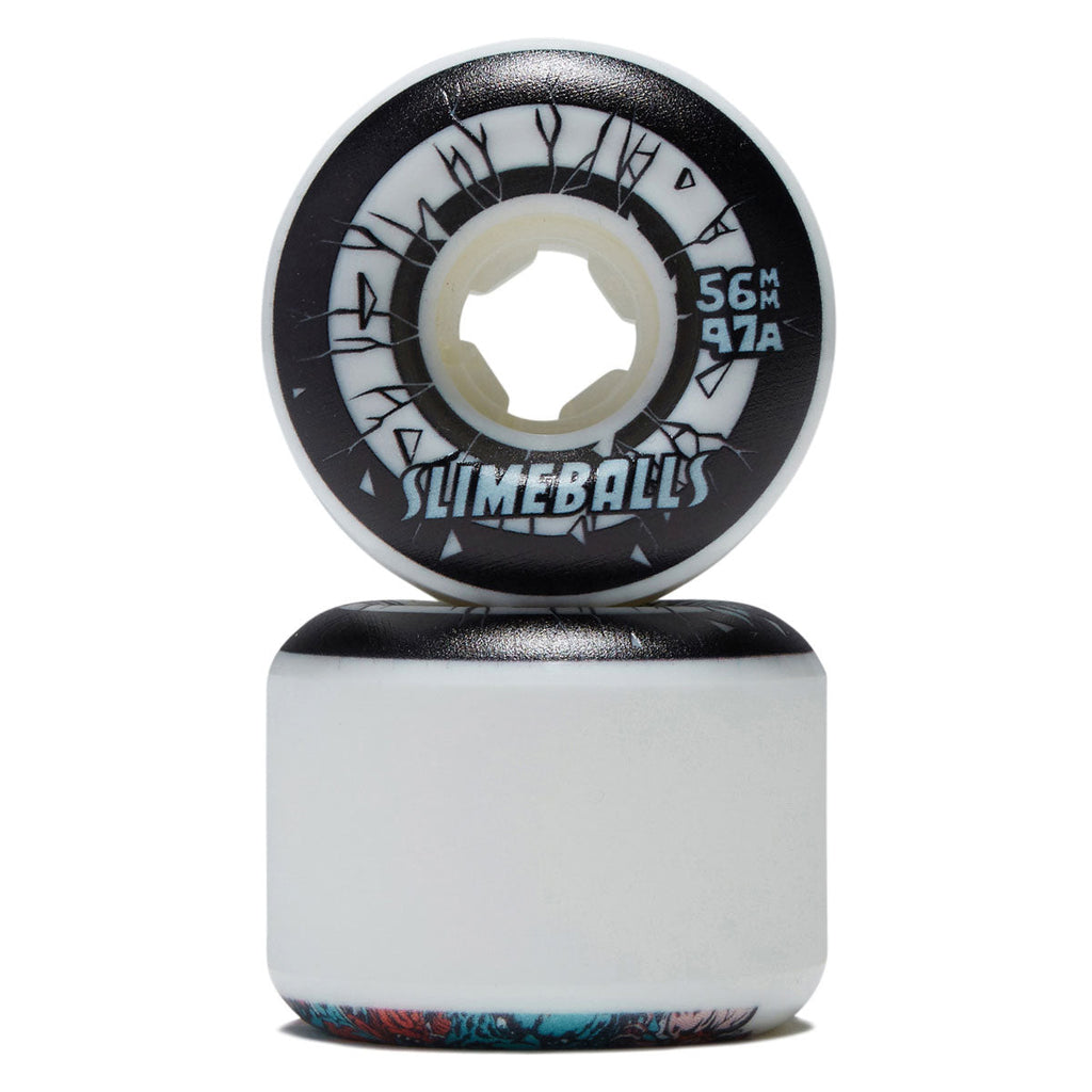 Slime Balls Rob Roskopp Five Reissue Full Combo 97a Skateboard Wheels - White - 56mm
