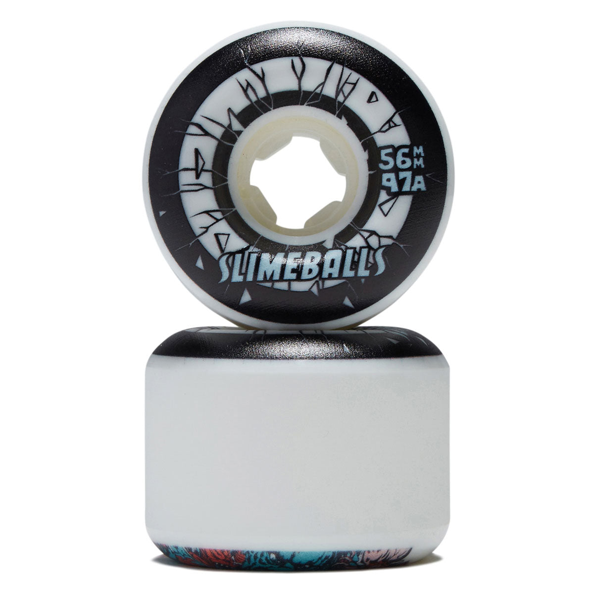 Slime Balls Rob Roskopp Five Reissue Full Combo 97a Skateboard Wheels - White - 56mm