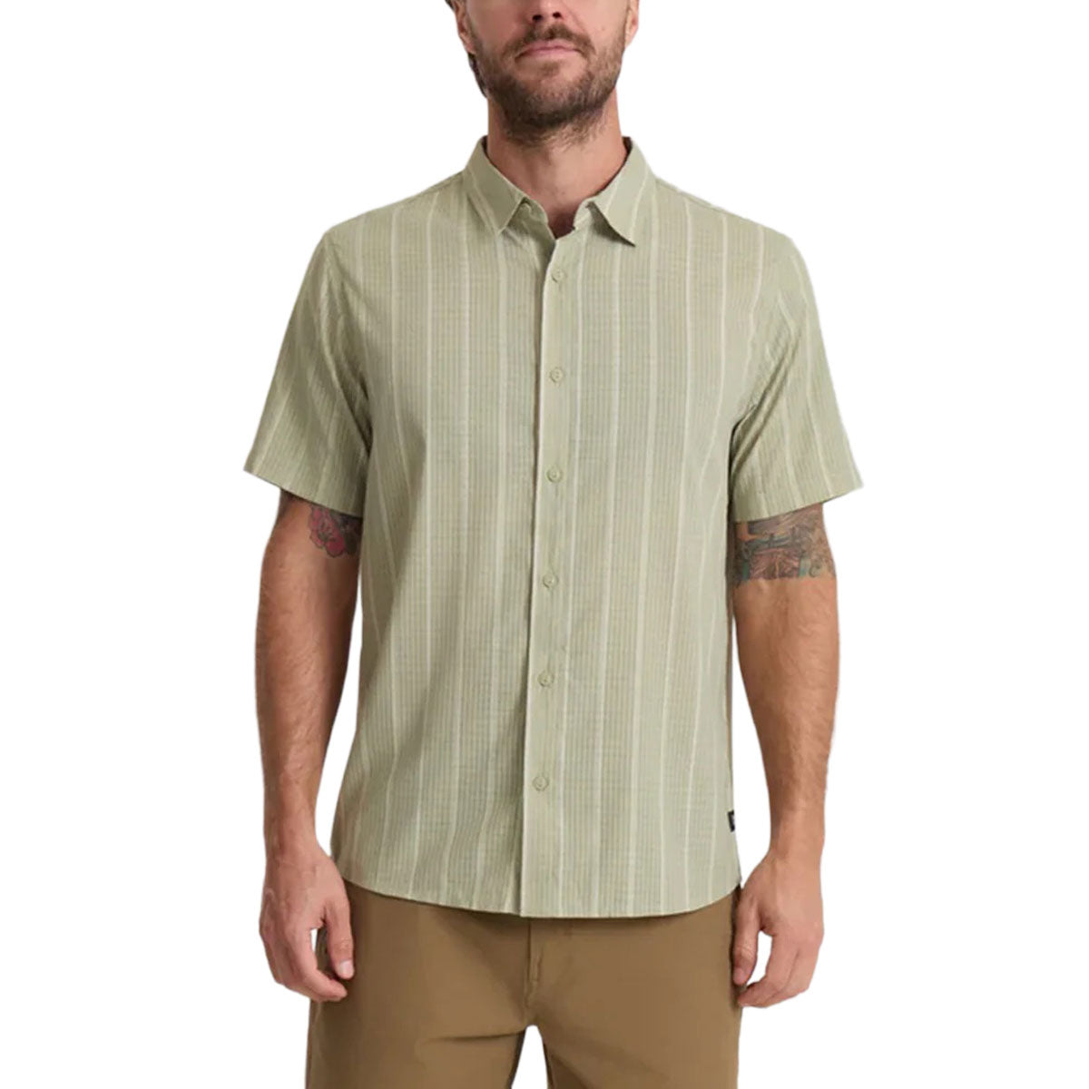 Roark Bless Up Shirt - Sage Stripe