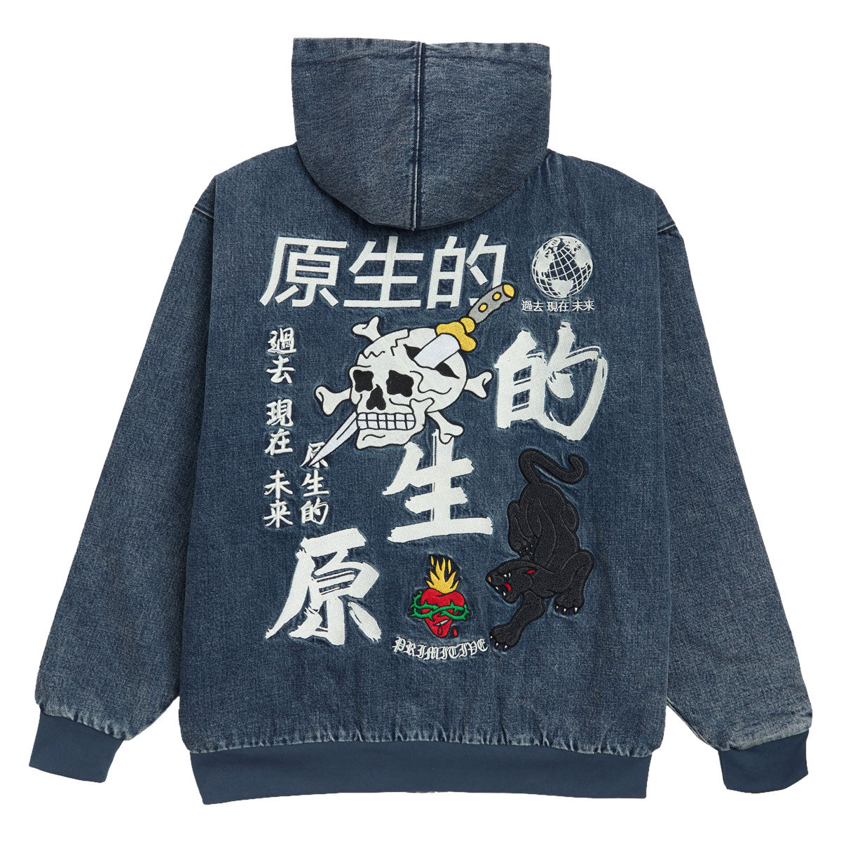 Primitive Outsider Denim Zip Hoodie - Indigo