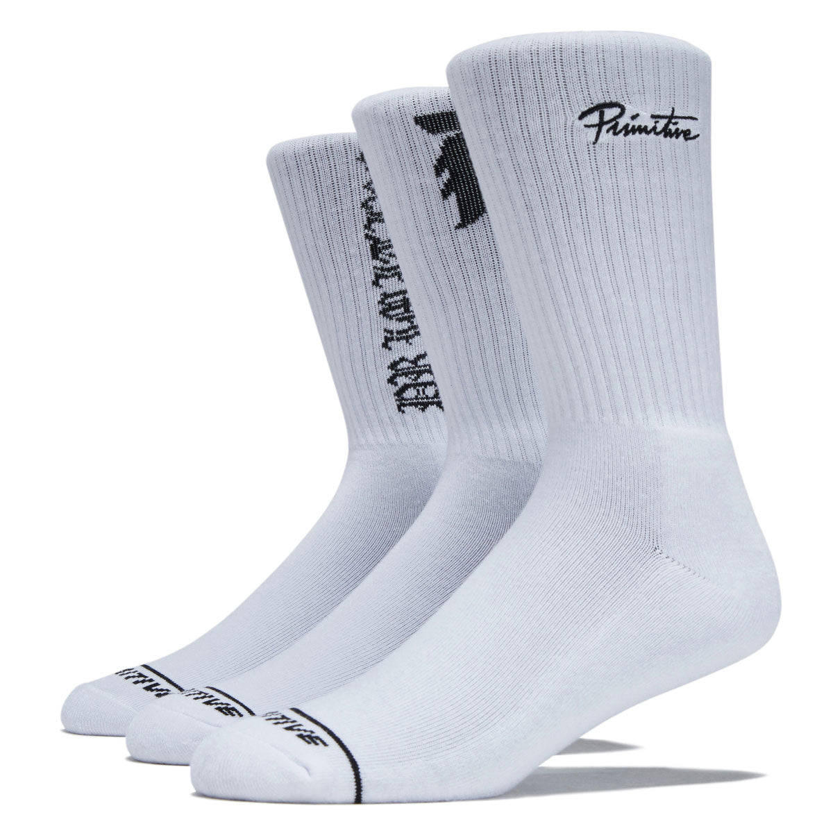 Primitive Core Logo 3 Pack Of Socks - White