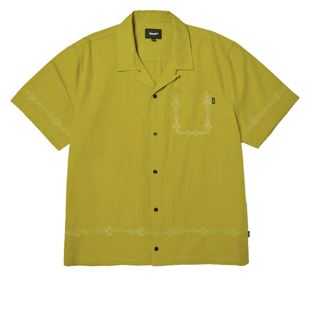 HUF Pinstripe Emb Resort Shirt - Avocado