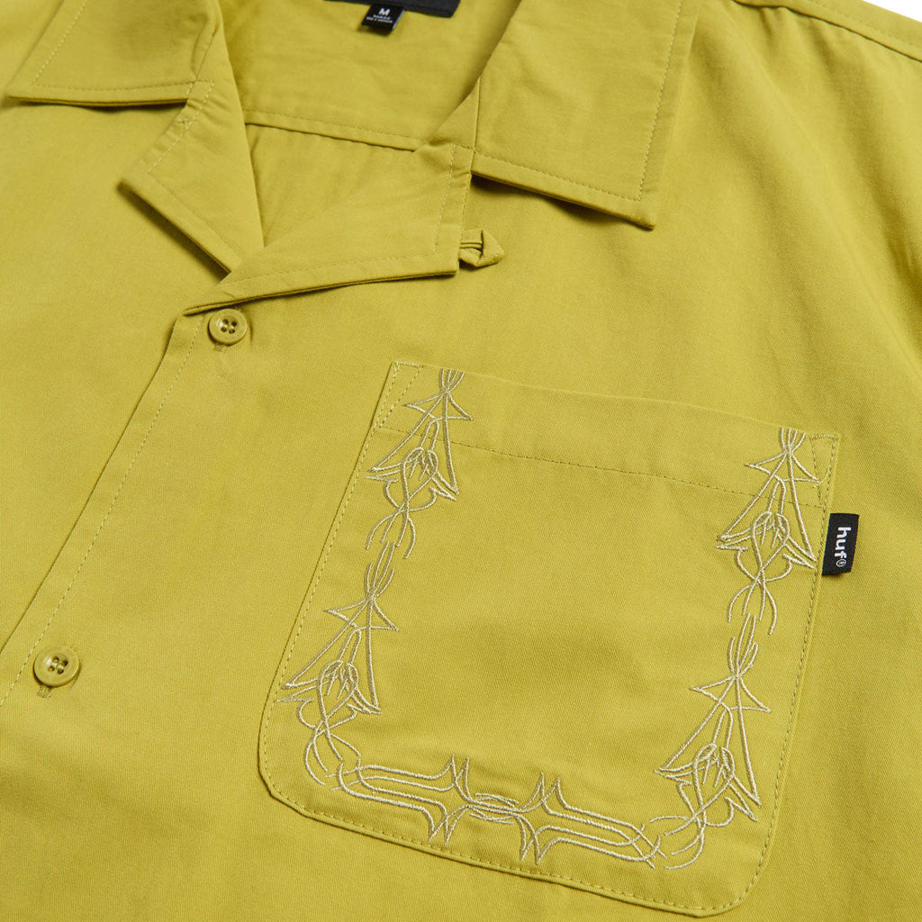 HUF Pinstripe Emb Resort Shirt - Avocado