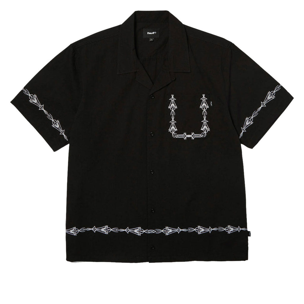HUF Pinstripe Emb Resort Shirt - Black