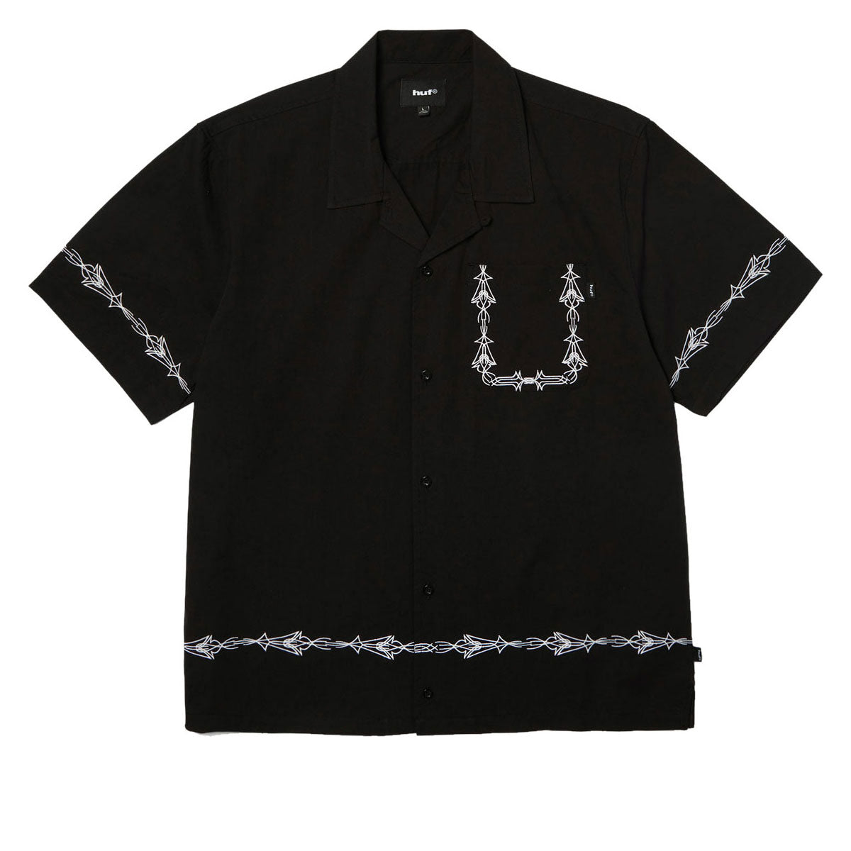 HUF Pinstripe Emb Resort Shirt - Black