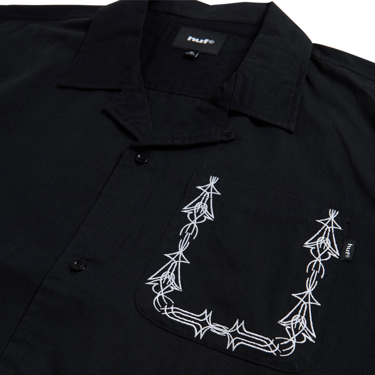 HUF Pinstripe Emb Resort Shirt - Black