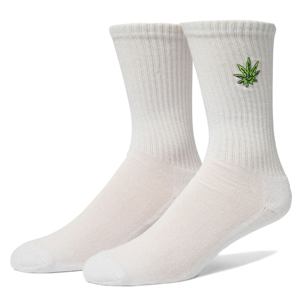 HUF Green Buddy Embroidered Socks - White