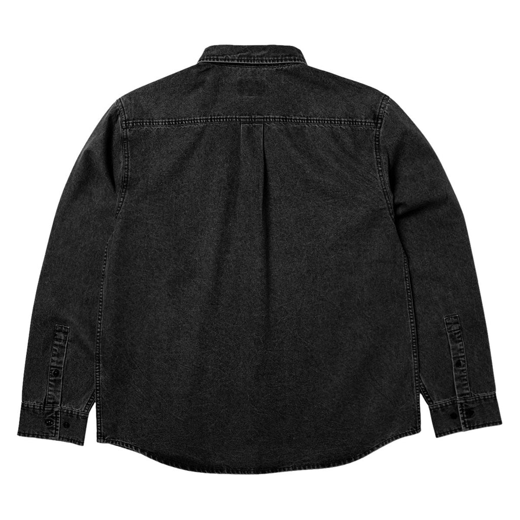 HUF Carson Overdyed Denim Long Sleeve Shirt - Black