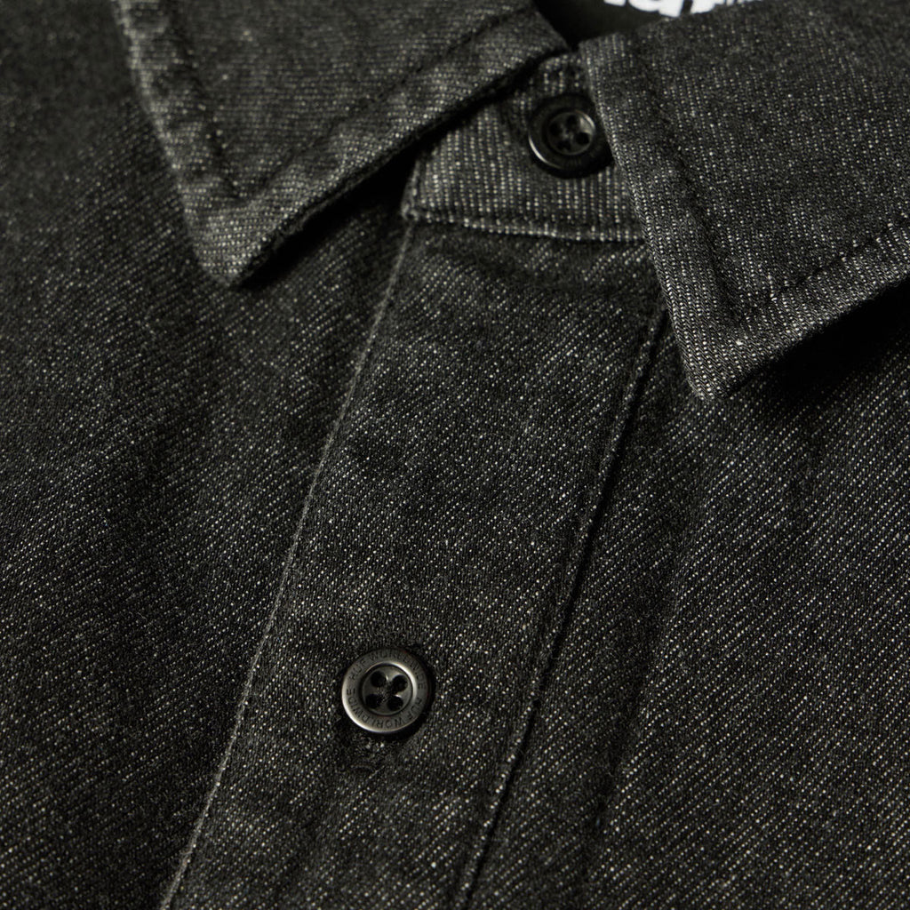 HUF Carson Overdyed Denim Long Sleeve Shirt - Black