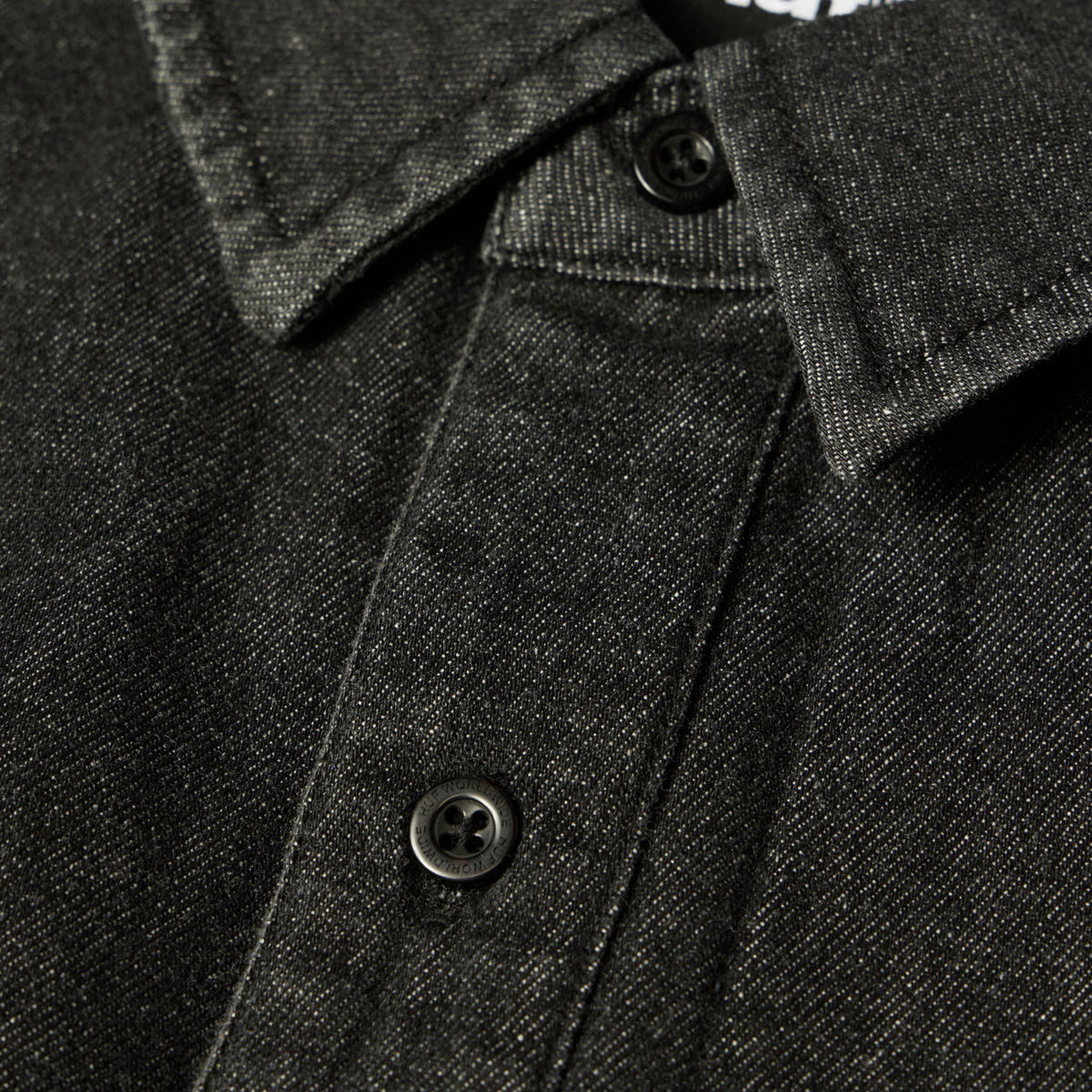 HUF Carson Overdyed Denim Long Sleeve Shirt - Black