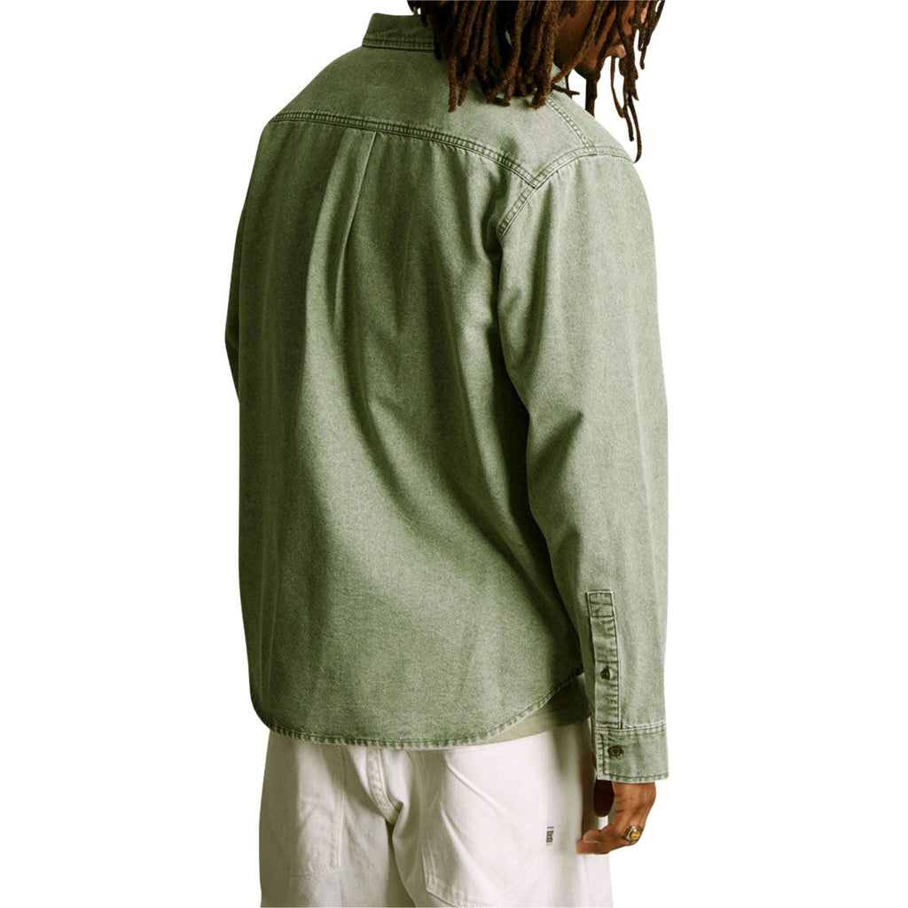HUF Carson Overdyed Denim Long Sleeve Shirt - Olive