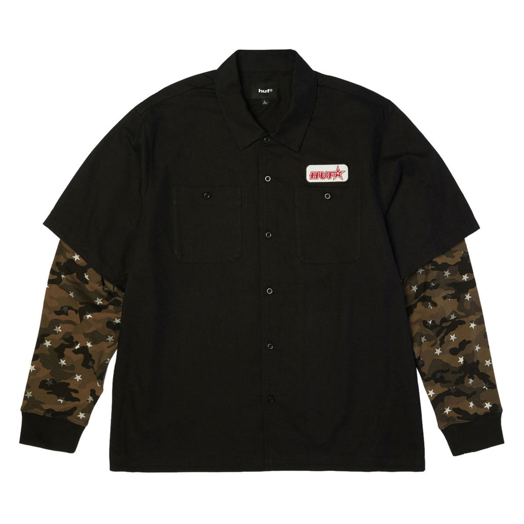 HUF Shadows Long Sleeve Work Shirt - Black
