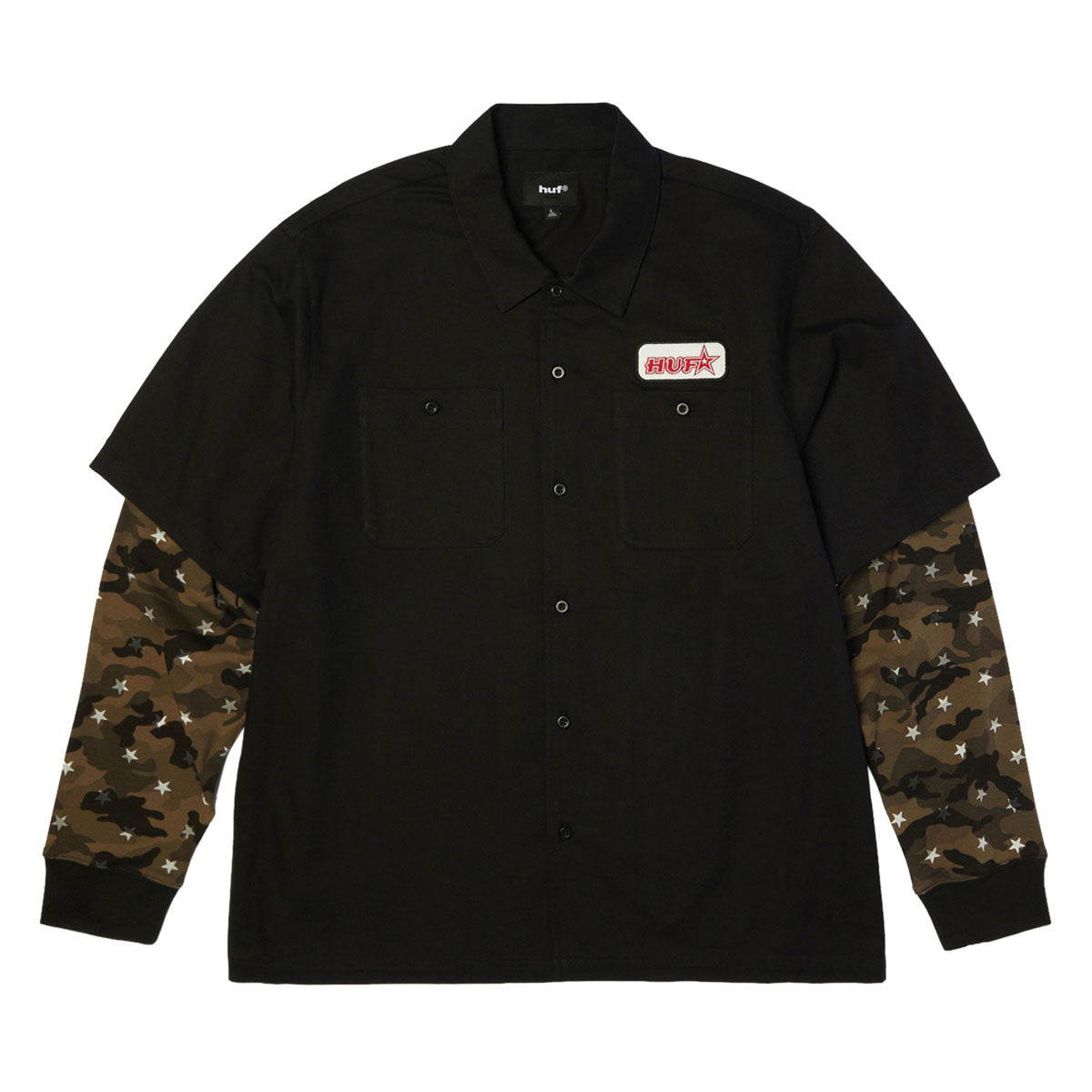 HUF Shadows Long Sleeve Work Shirt - Black