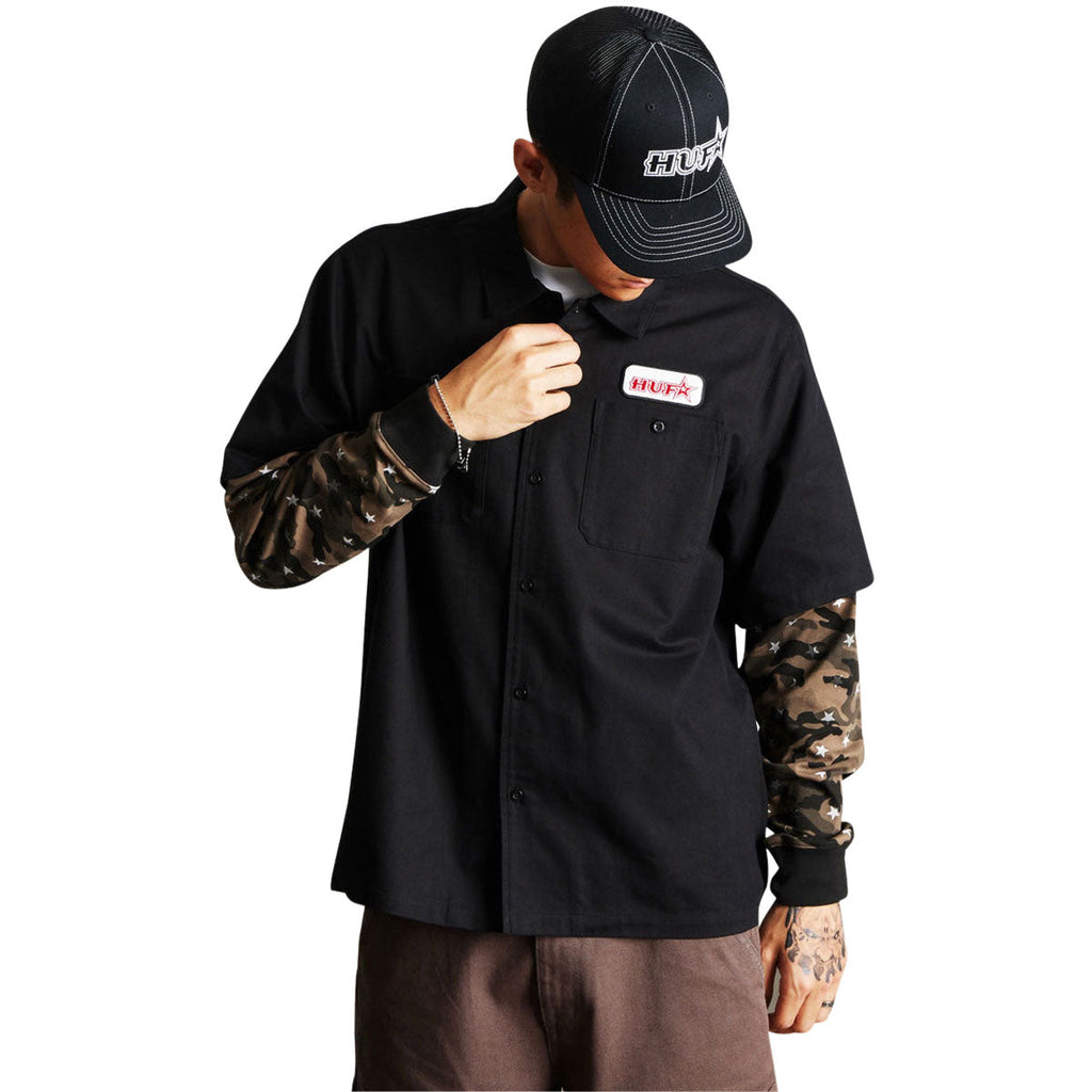 HUF Shadows Long Sleeve Work Shirt - Black