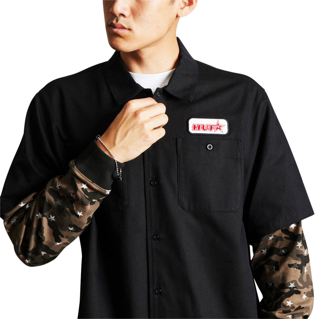 HUF Shadows Long Sleeve Work Shirt - Black