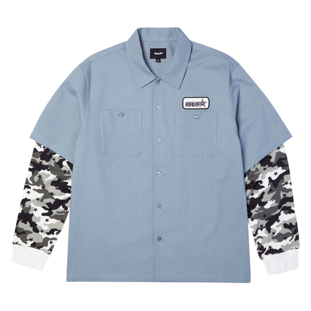 HUF Shadows Long Sleeve Work Shirt - Light Blue