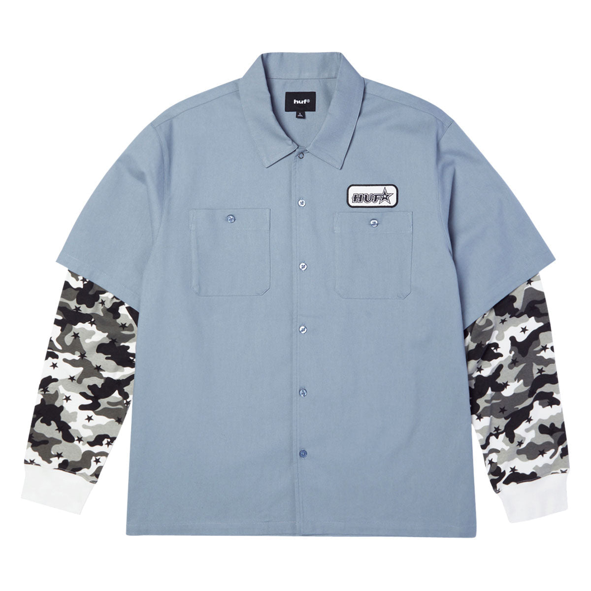 HUF Shadows Long Sleeve Work Shirt - Light Blue