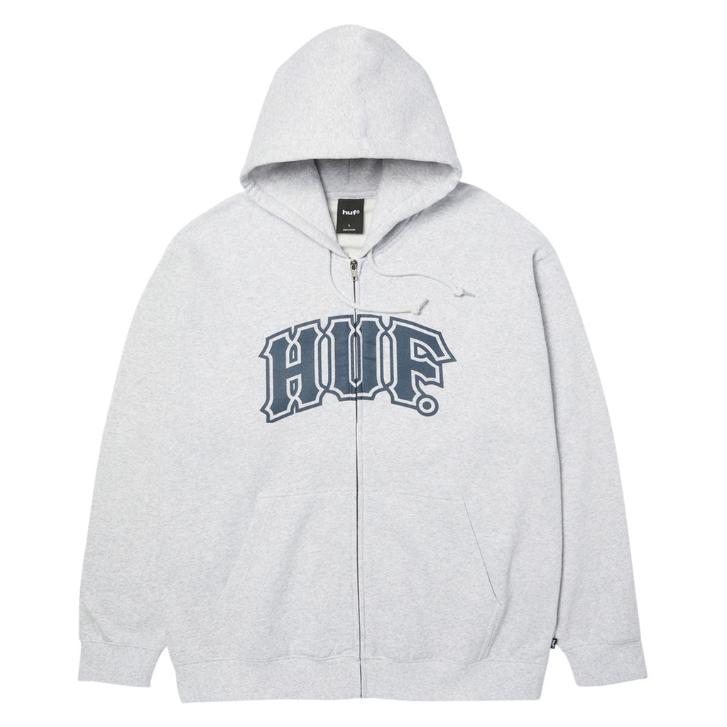 HUF Classic Arch Full Zip Hoodie - Heather Grey/Navy